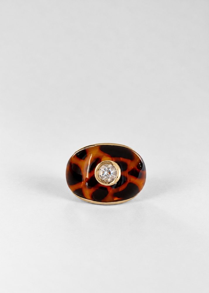 MAXI BAGUE LÉOPARD OR JAUNE