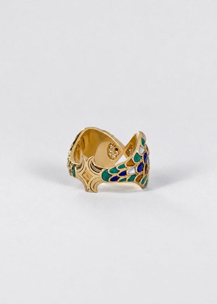BAGUE POISSON ROI COULEUR OR JAUNE