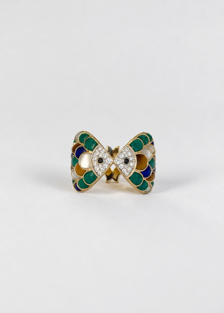 BAGUE POISSON ROI COULEUR OR JAUNE