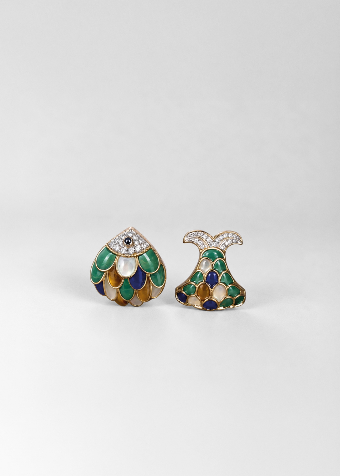 PAIRE DE BOUCLES D'OREILLE POISSON ROI COULEUR OR JAUNE
