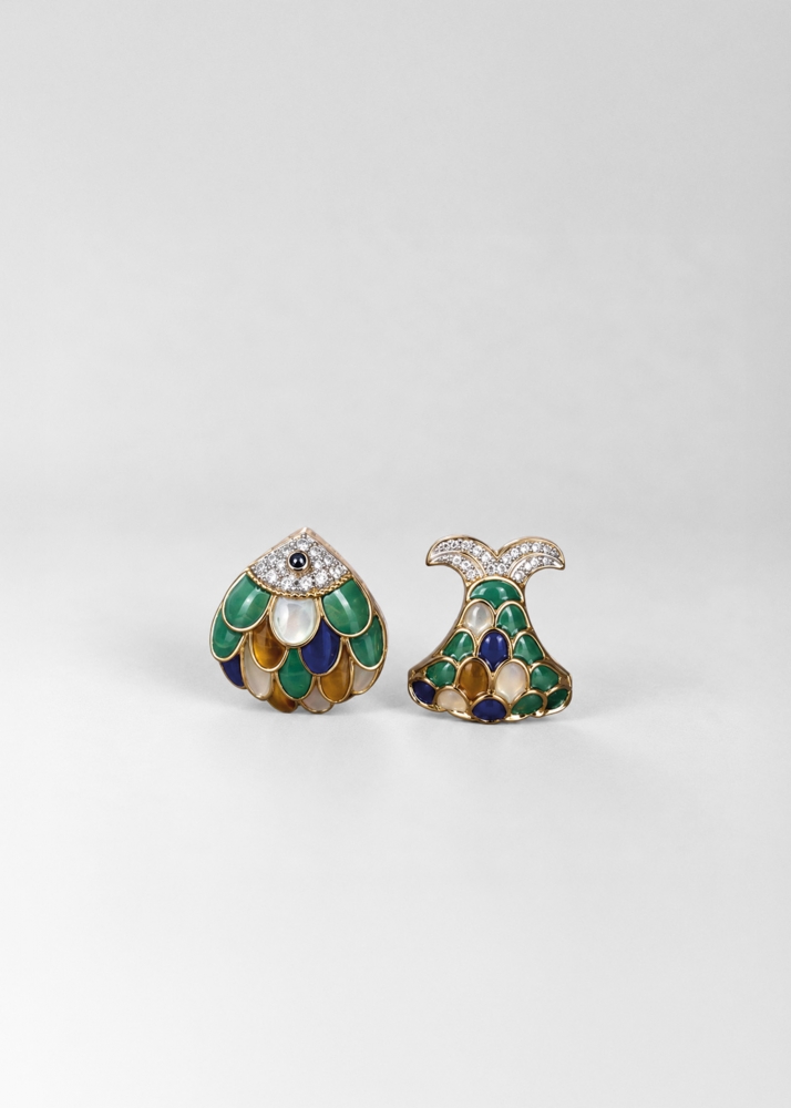 PAIRE DE BOUCLES D'OREILLE POISSON ROI COULEUR OR JAUNE