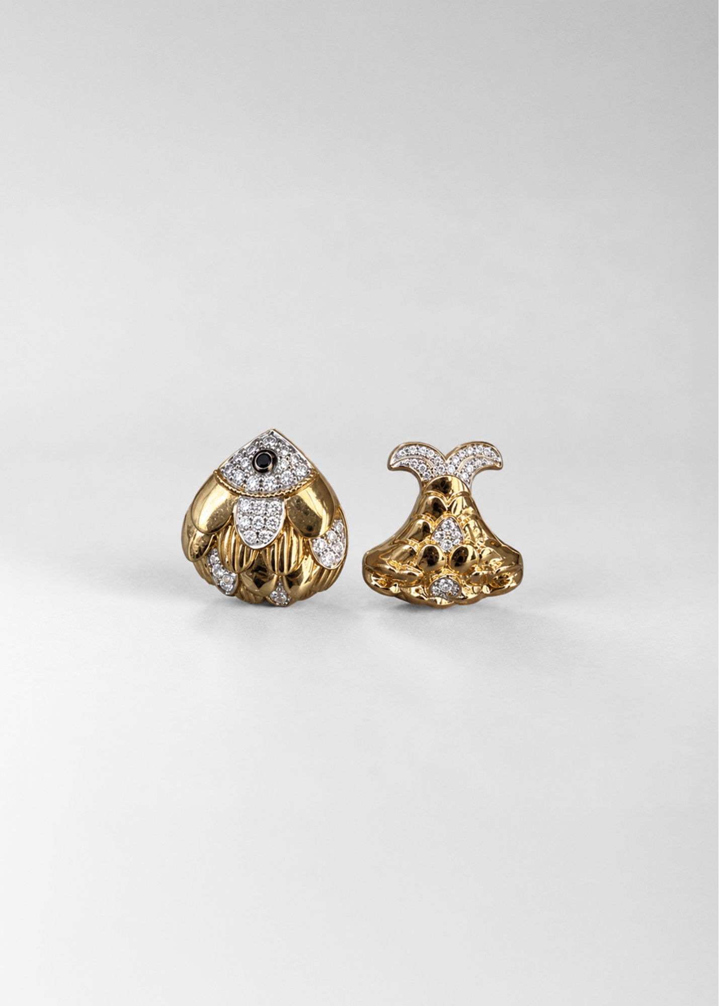 PAIRE DE BOUCLES D'OREILLE POISSON ROI GOLD OR JAUNE