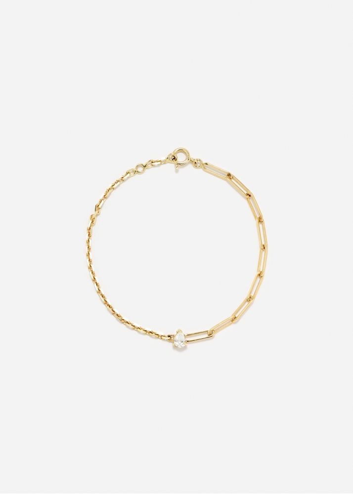 BRACELET SOLITAIRE DIAMANT POIRE GM OR JAUNE