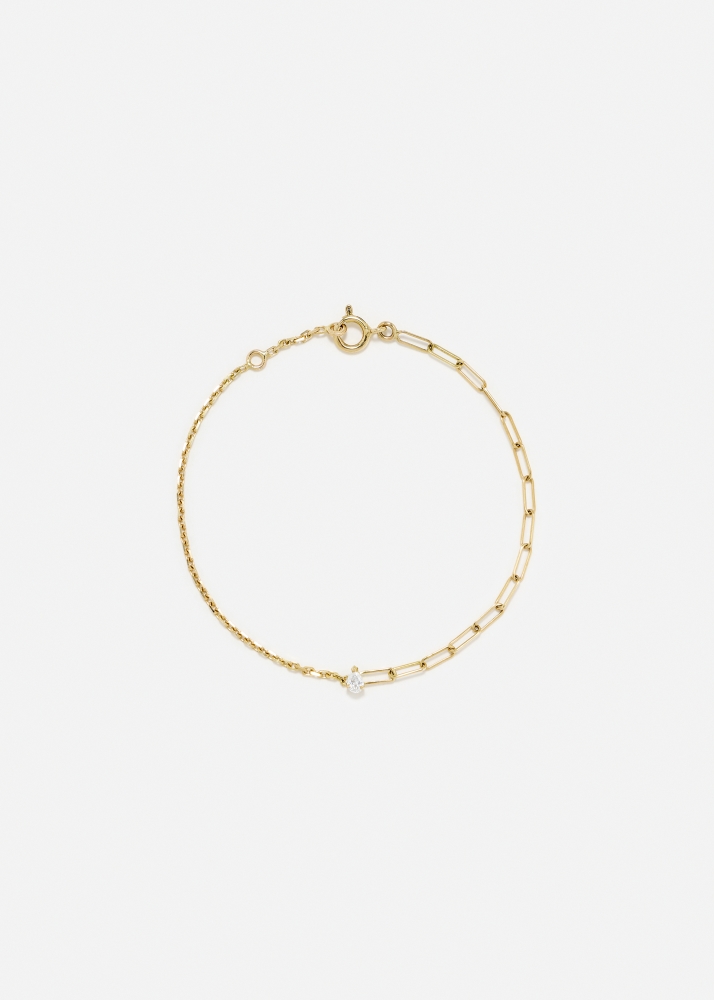 BRACELET SOLITAIRE DIAMANT POIRE PM OR JAUNE