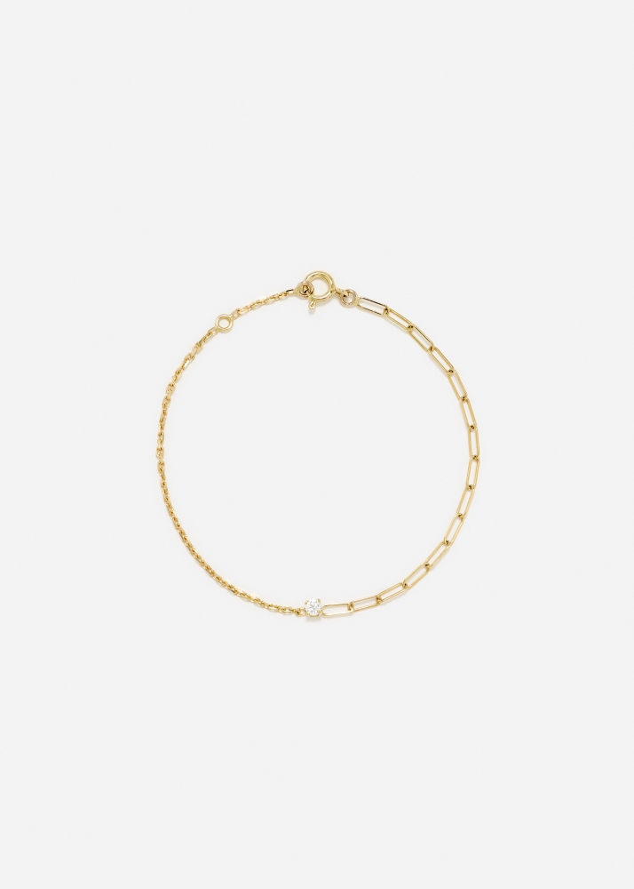 BRACELET SOLITAIRE DIAMANT ROND PM OR JAUNE
