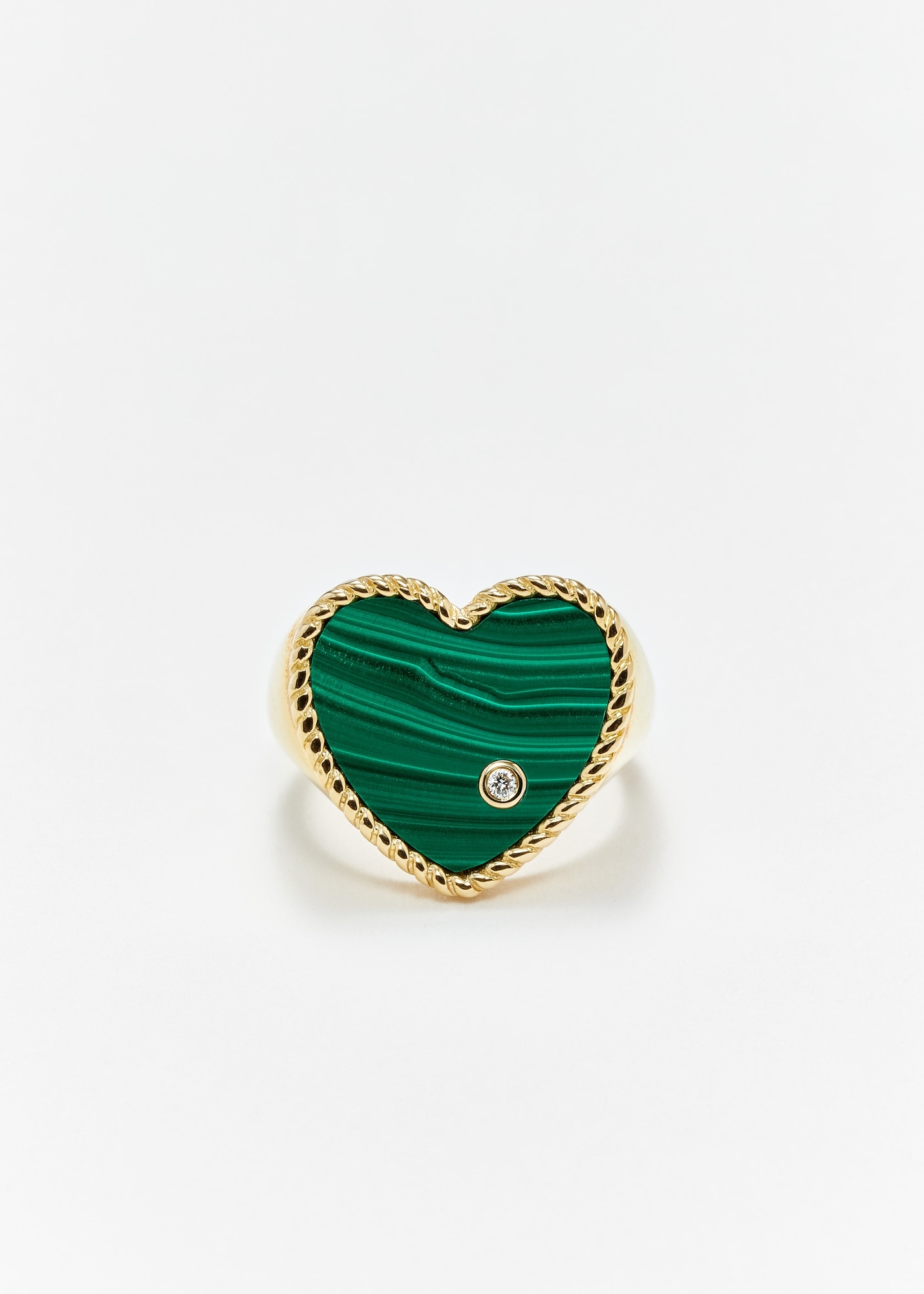 CHEVALIÈRE COEUR MALACHITE OR JAUNE