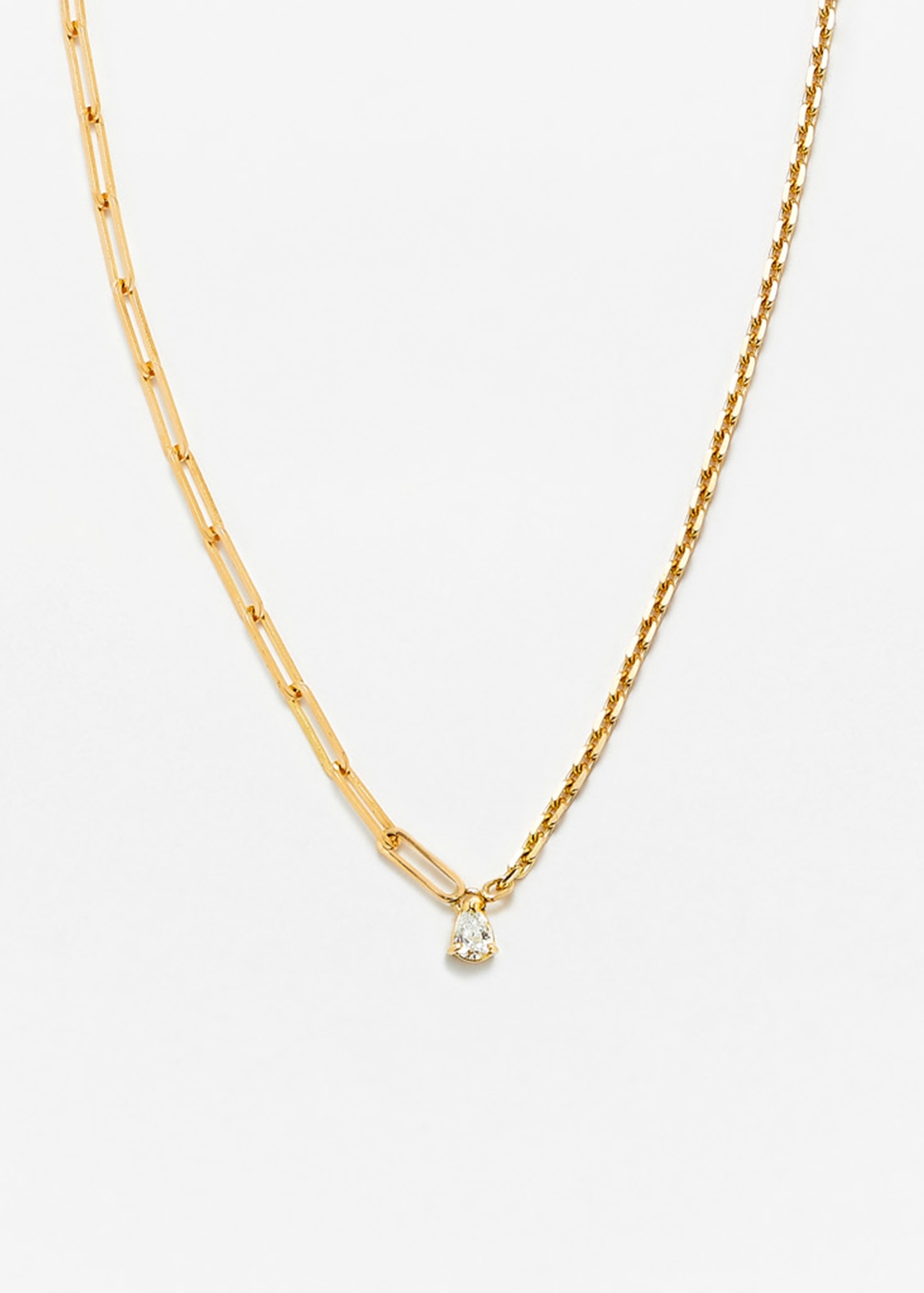 COLLIER SOLITAIRE DIAMANT POIRE GM OR JAUNE