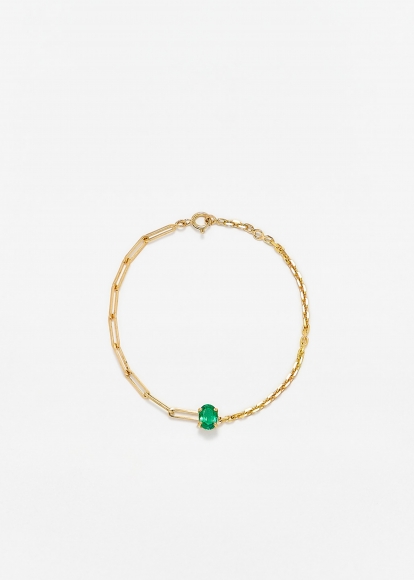 BRACELET SOLITAIRE ÉMERAUDE GM OR JAUNE
