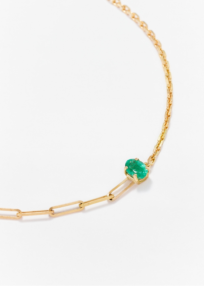 BRACELET SOLITAIRE ÉMERAUDE GM OR JAUNE