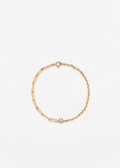 BRACELET SOLITAIRE DIAMANT ROND GM OR JAUNE