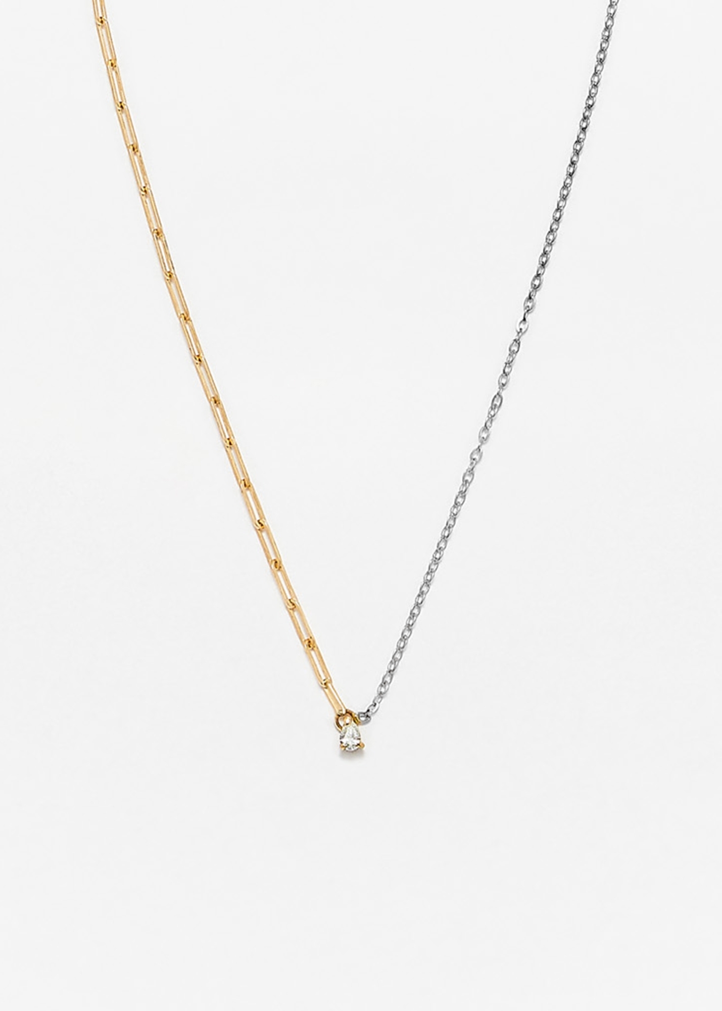 COLLIER SOLITAIRE DIAMANT POIRE 2 ORS