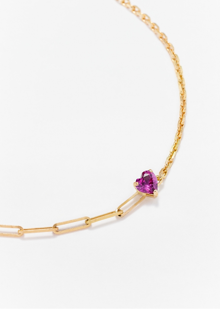 BRACELET SOLITAIRE COEUR GM OR JAUNE