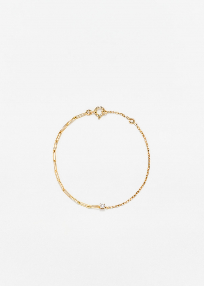 BRACELET SOLITAIRE DIAMANT ROND PM OR JAUNE