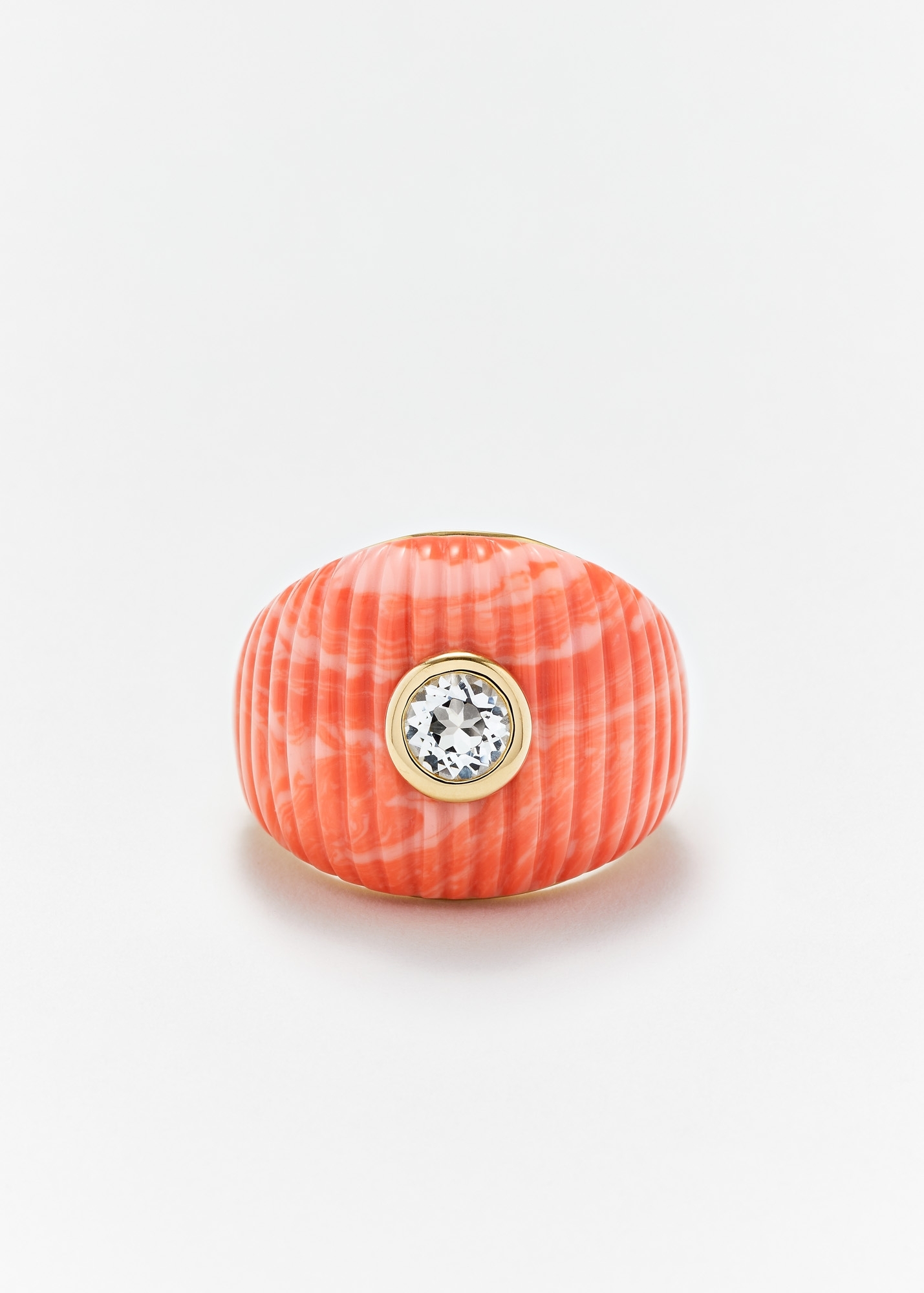BAGUE MAXI BERLINGOT CORAIL OR JAUNE