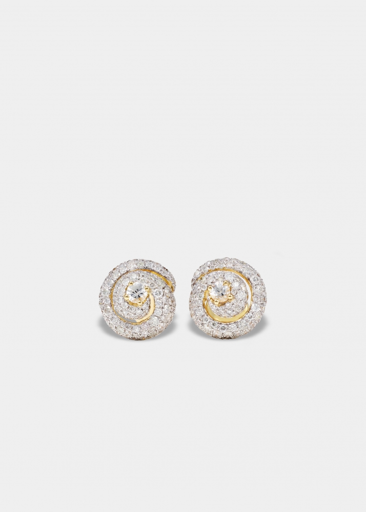 PAIRE DE BOUCLES D'OREILLE COQUILLAGE MANICOTI DIAMANTS OR JAUNE