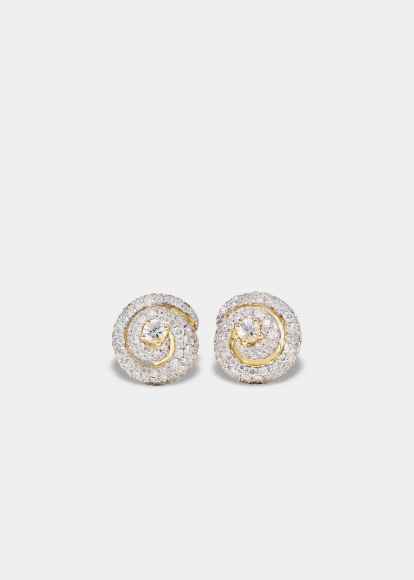 PAIRE DE BOUCLES D'OREILLE COQUILLAGE MANICOTTI DIAMANTS OR JAUNE