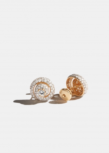 PAIRE DE BOUCLES D'OREILLE COQUILLAGE MANICOTTI DIAMANTS OR JAUNE