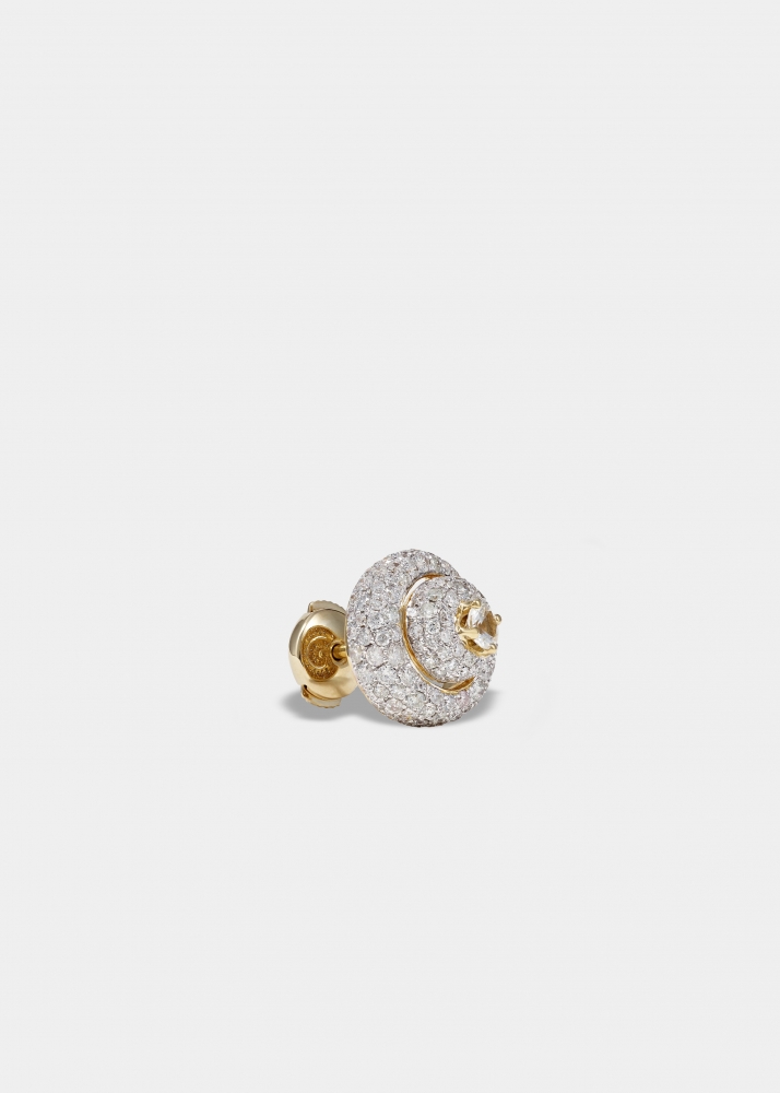 PAIRE DE BOUCLES D'OREILLE COQUILLAGE MANICOTTI DIAMANTS OR JAUNE