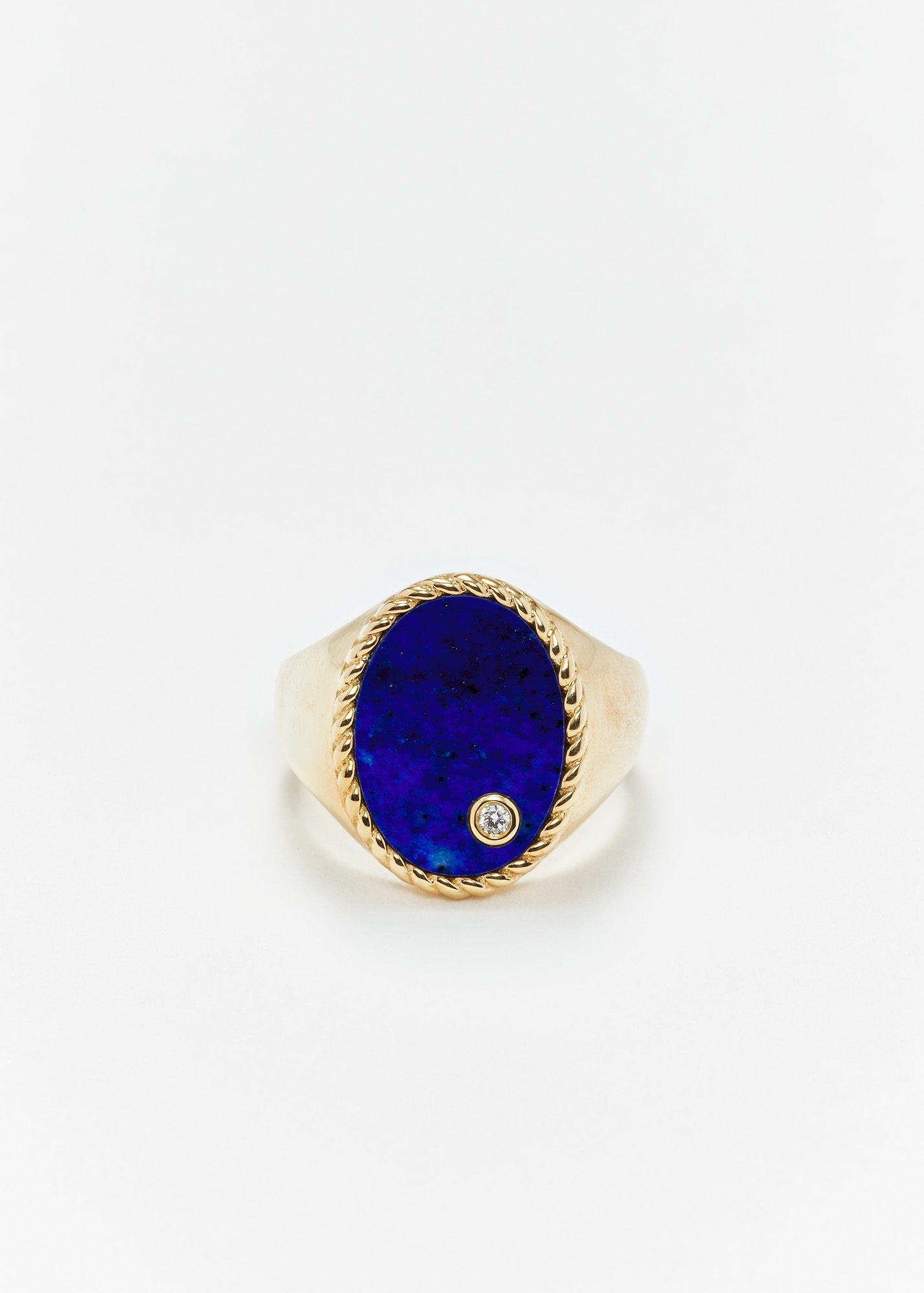 CHEVALIÈRE OVALE LAPIS LAZULI OR JAUNE