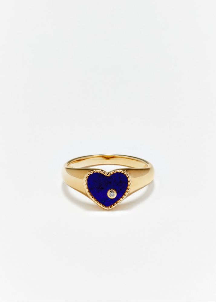MINI CHEVALIERE COEUR LAPIS LAZULI OR JAUNE