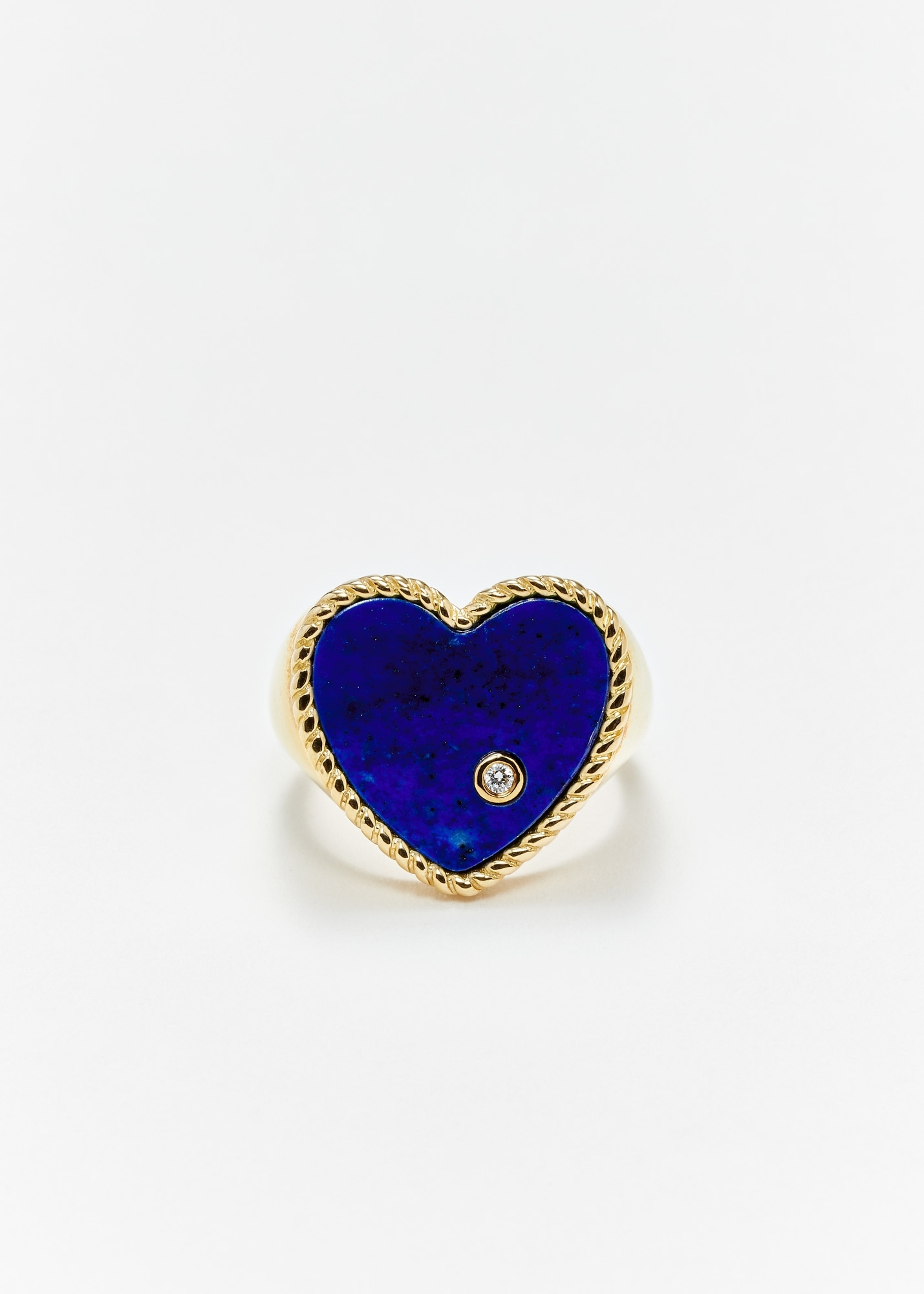 CHEVALIÈRE COEUR LAPIS LAZULI OR JAUNE