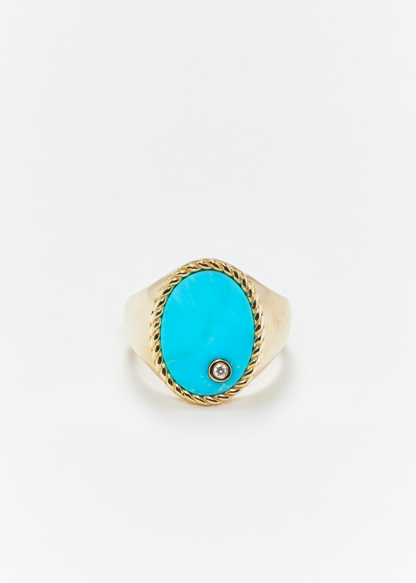 CHEVALIÈRE OVALE TURQUOISE OR JAUNE