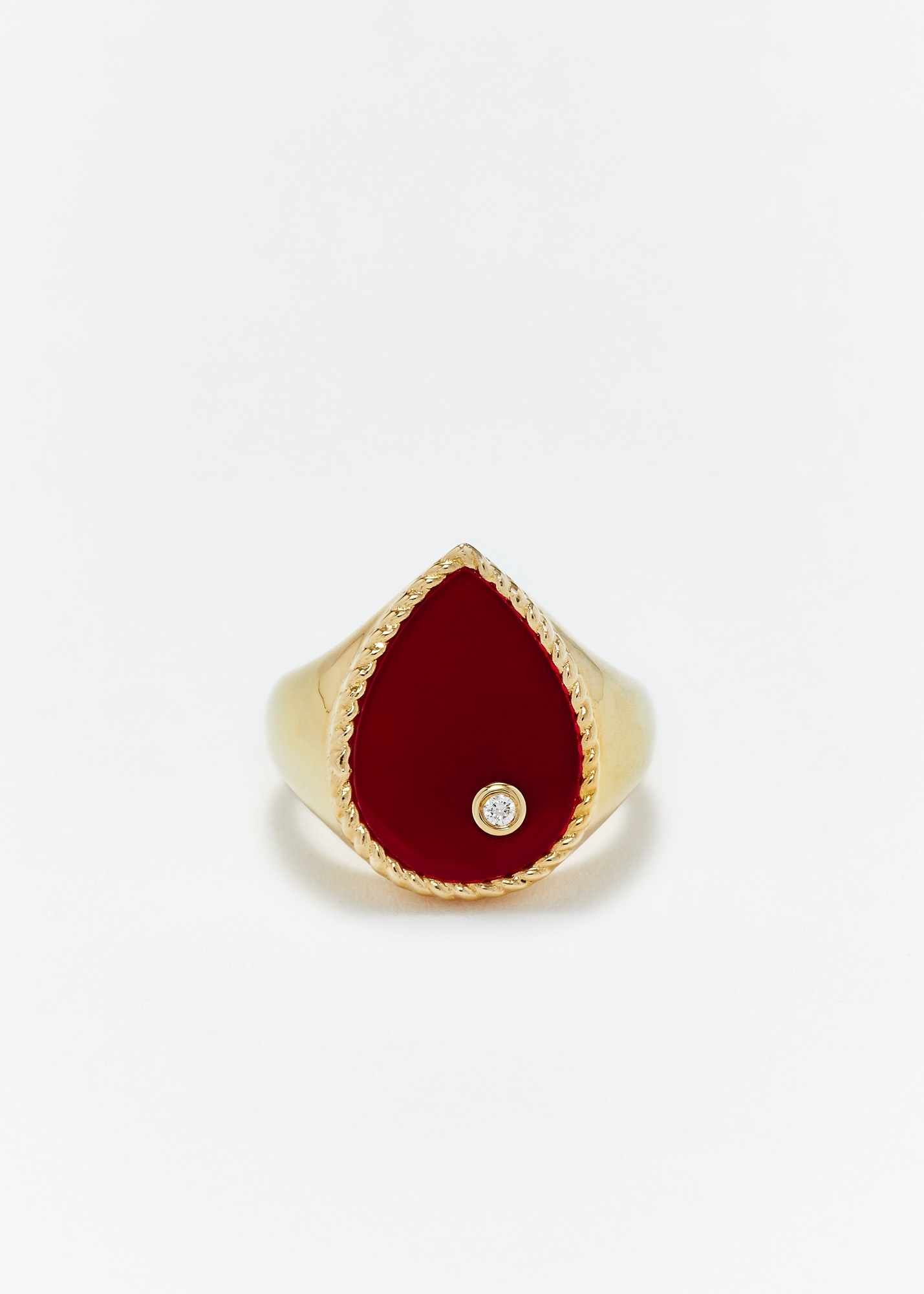 CHEVALIÈRE POIRE AGATE ROUGE OR JAUNE