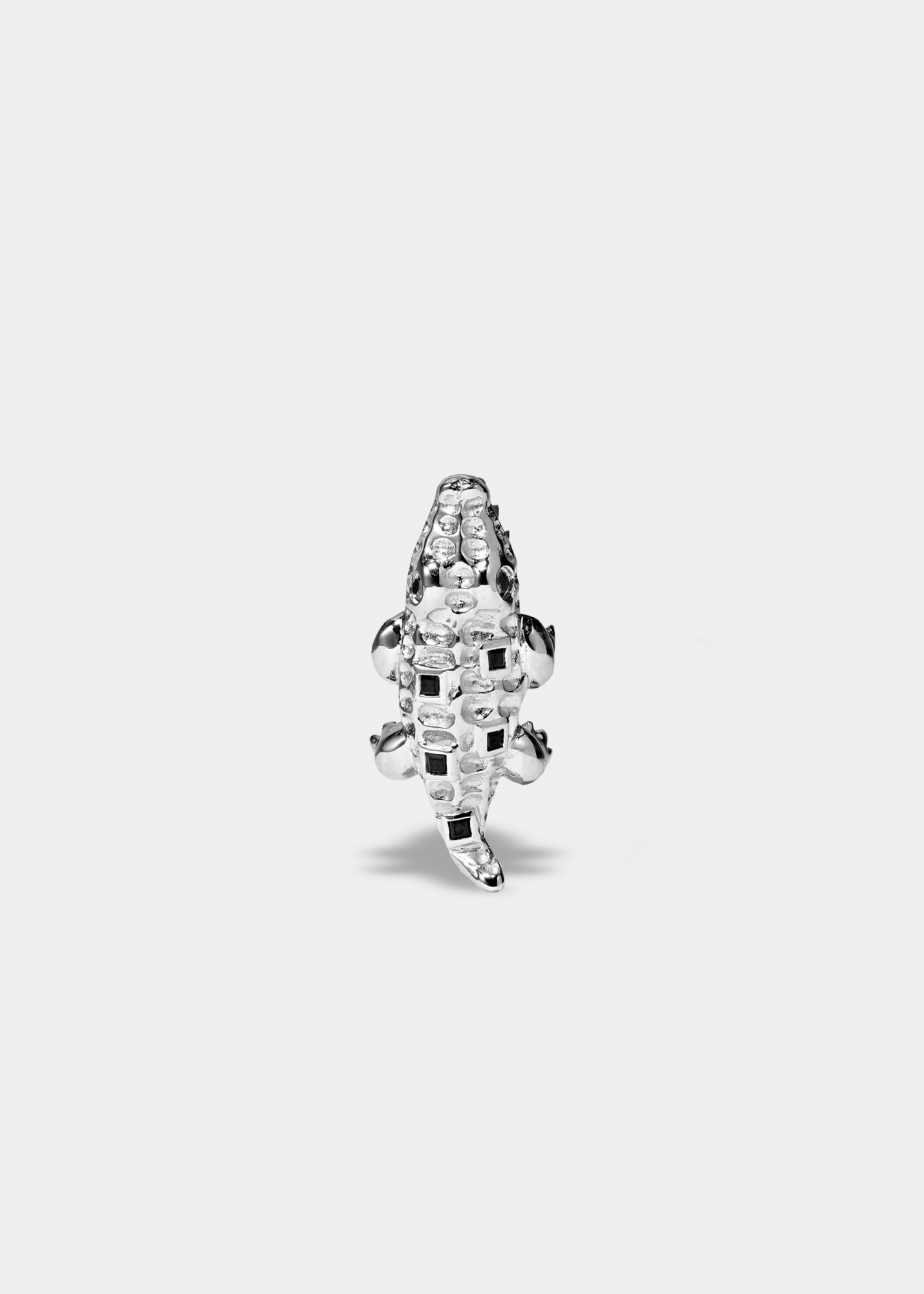 MINI BOUCLE D'OREILLE CROCO OR BLANC