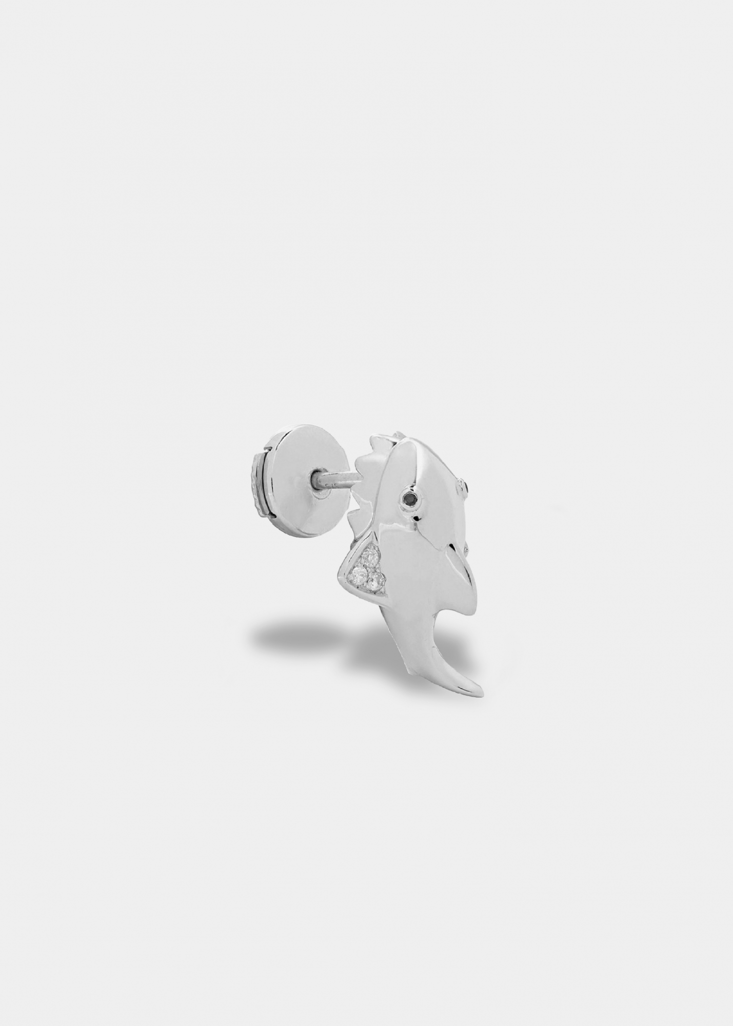 MINI BOUCLE D'OREILLE REQUIN OR BLANC