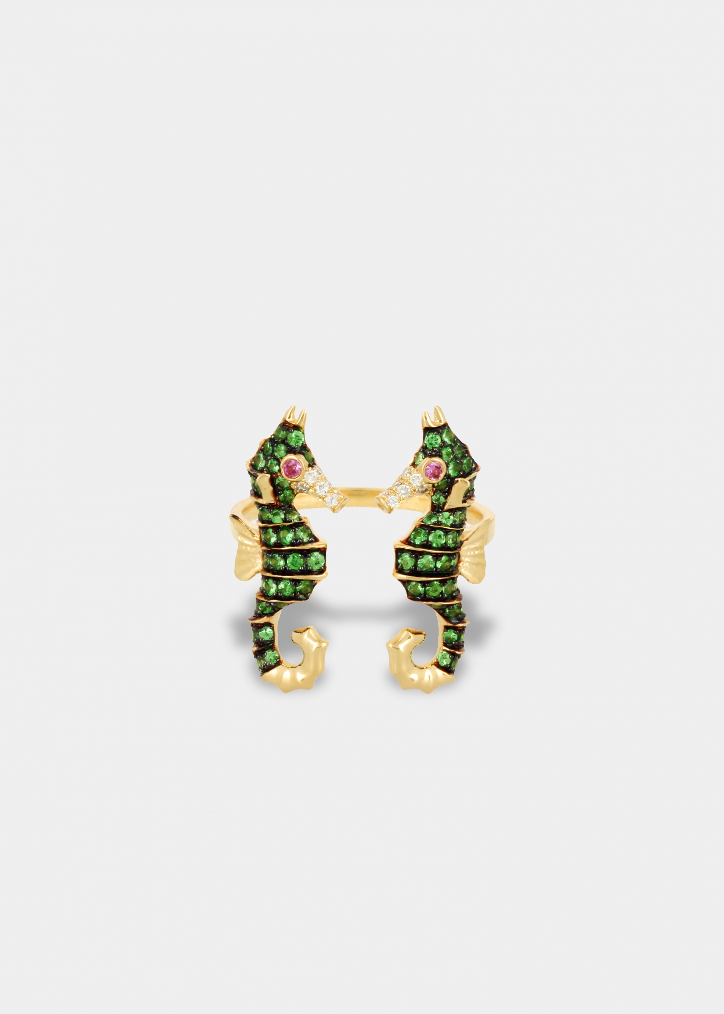 BAGUE HIPPOCAMPE TSAVORITES OR JAUNE