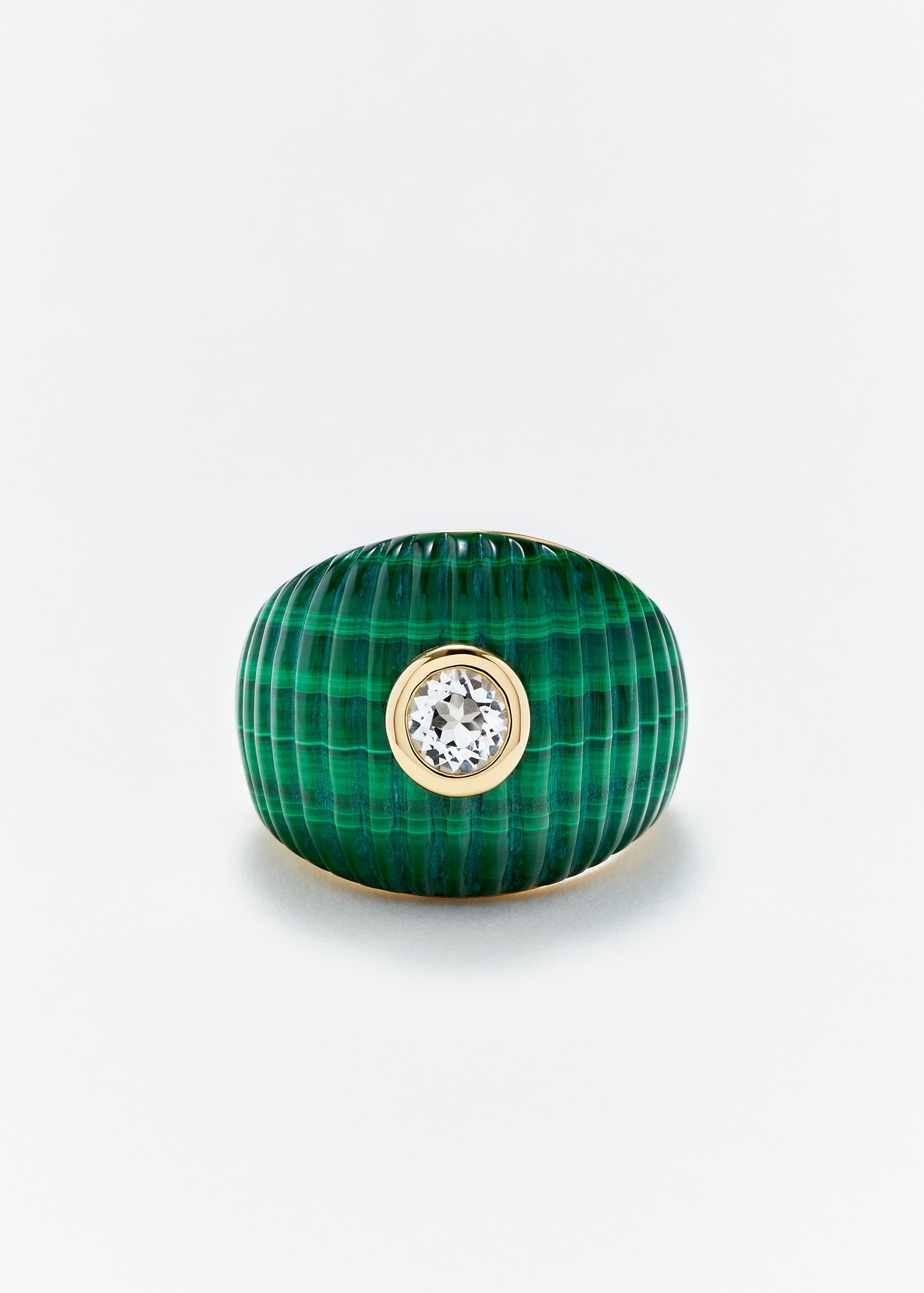 BAGUE MAXI BERLINGOT MALACHITE OR JAUNE