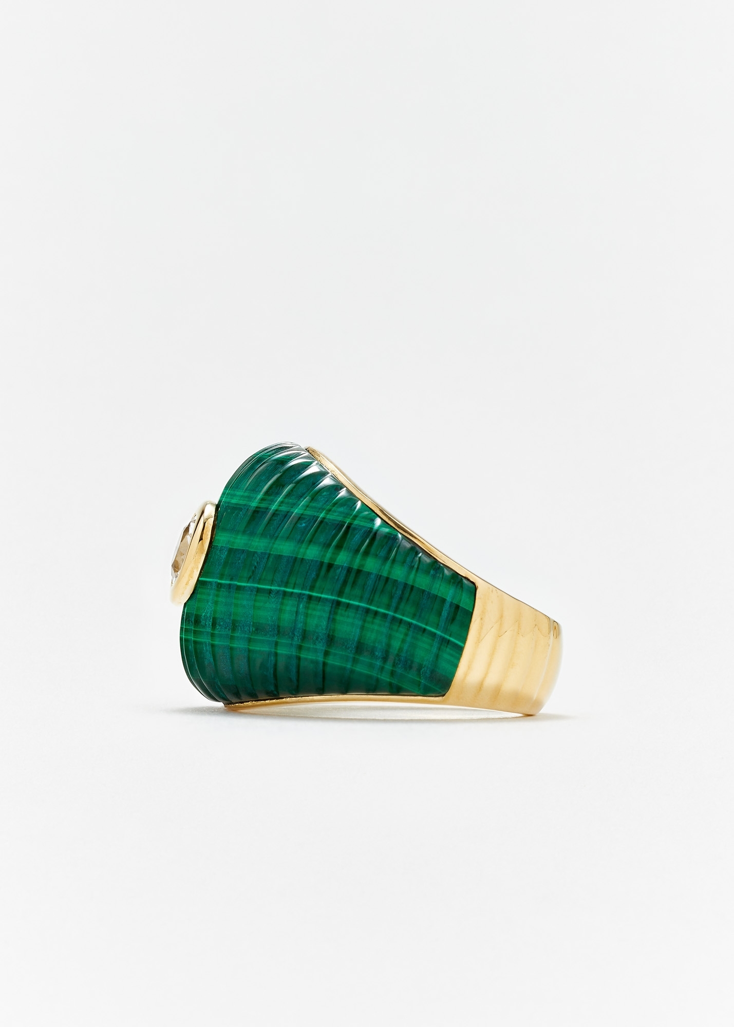 BAGUE MAXI BERLINGOT MALACHITE OR JAUNE