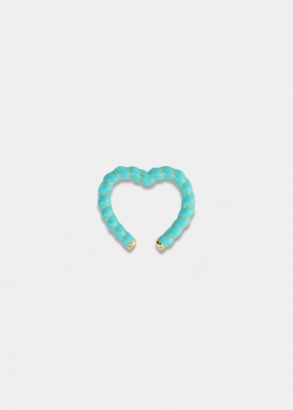CLIP COEUR TURQUOISE OR JAUNE