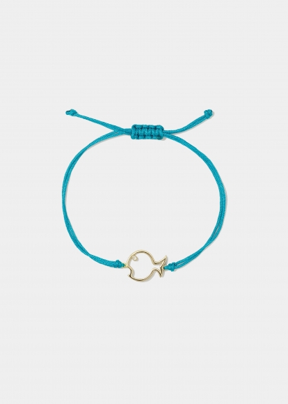 BRACELET FIL POISSON BULLE TURQUOISE OR JAUNE