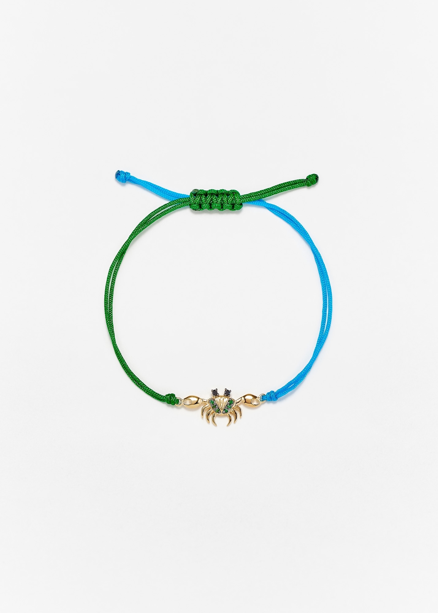 BRACELET FIL CRABE VERT & TURQUOISE OR JAUNE