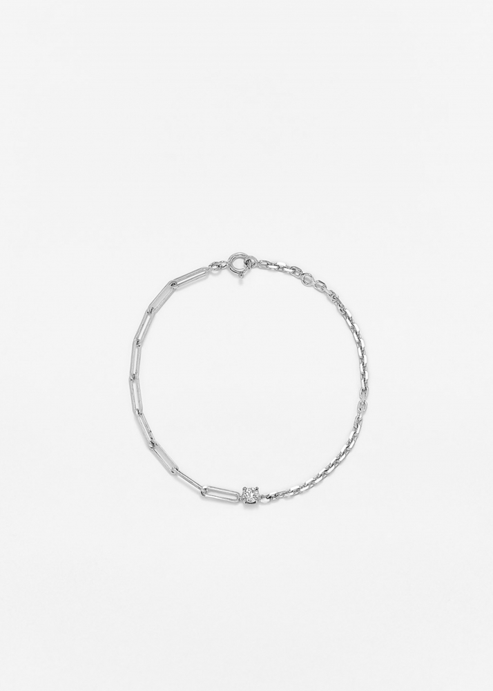 BRACELET SOLITAIRE DIAMANT ROND GM OR BLANC