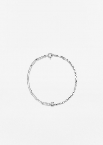 BRACELET SOLITAIRE DIAMANT ROND GM OR BLANC