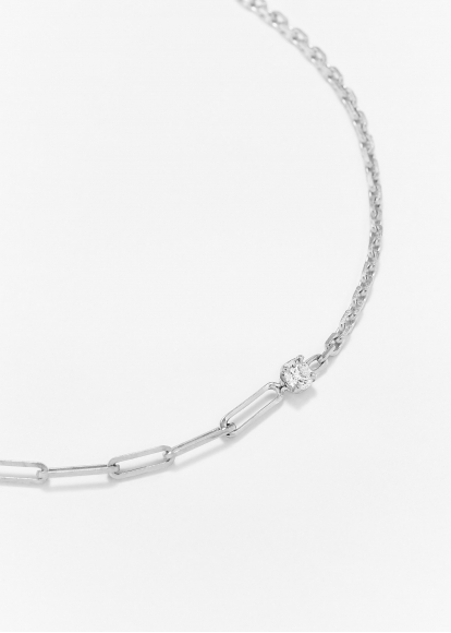 BRACELET SOLITAIRE DIAMANT ROND GM OR BLANC