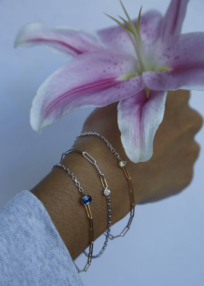 BRACELET SOLITAIRE SAPHIR BLEU GM 2 ORS