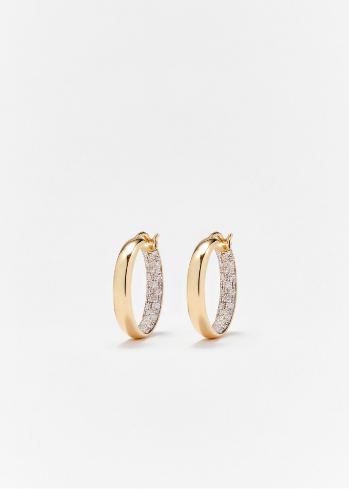 PAIRE DE CRÉOLES DIAMANTÉES PM OR JAUNE