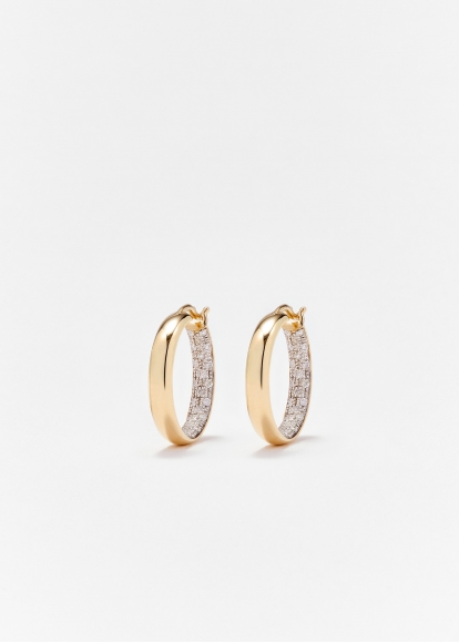 PAIRE DE CRÉOLES DIAMANTÉES PM OR JAUNE