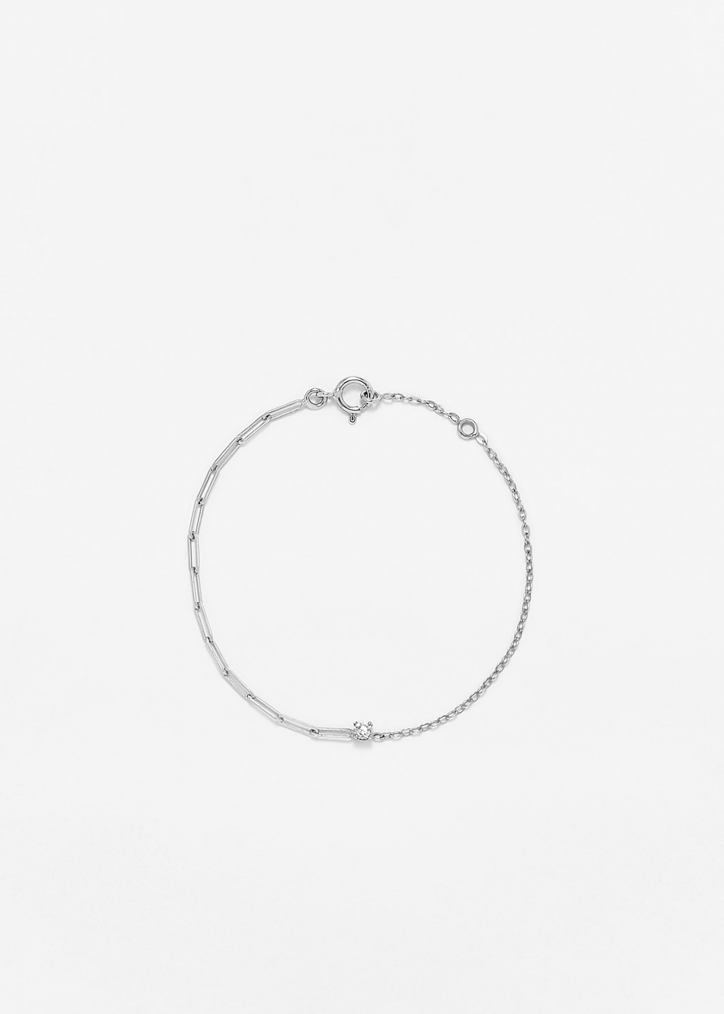 BRACELET SOLITAIRE DIAMANT ROND PM OR BLANC