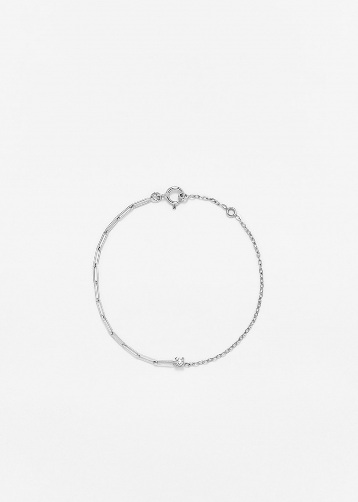 BRACELET SOLITAIRE DIAMANT ROND PM OR BLANC