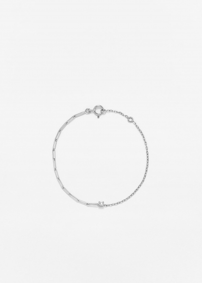 BRACELET SOLITAIRE DIAMANT ROND PM OR BLANC