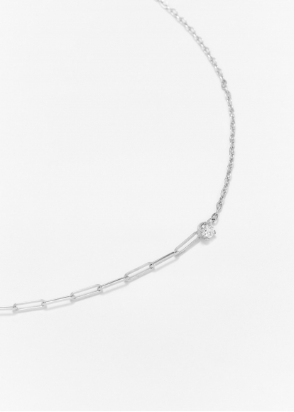BRACELET SOLITAIRE DIAMANT ROND PM OR BLANC