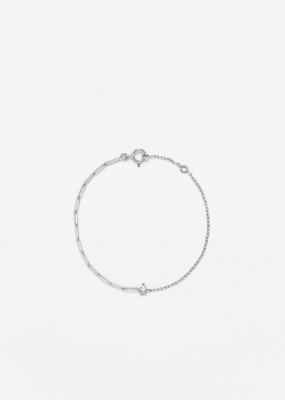 BRACELET SOLITAIRE DIAMANT POIRE PM OR BLANC