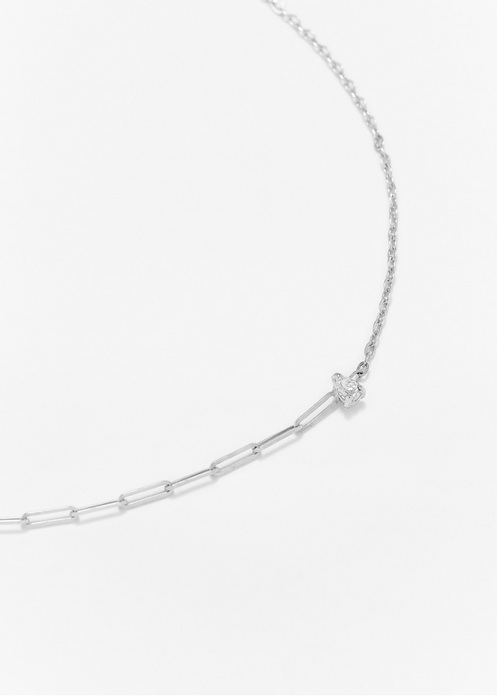 BRACELET SOLITAIRE DIAMANT POIRE PM OR BLANC