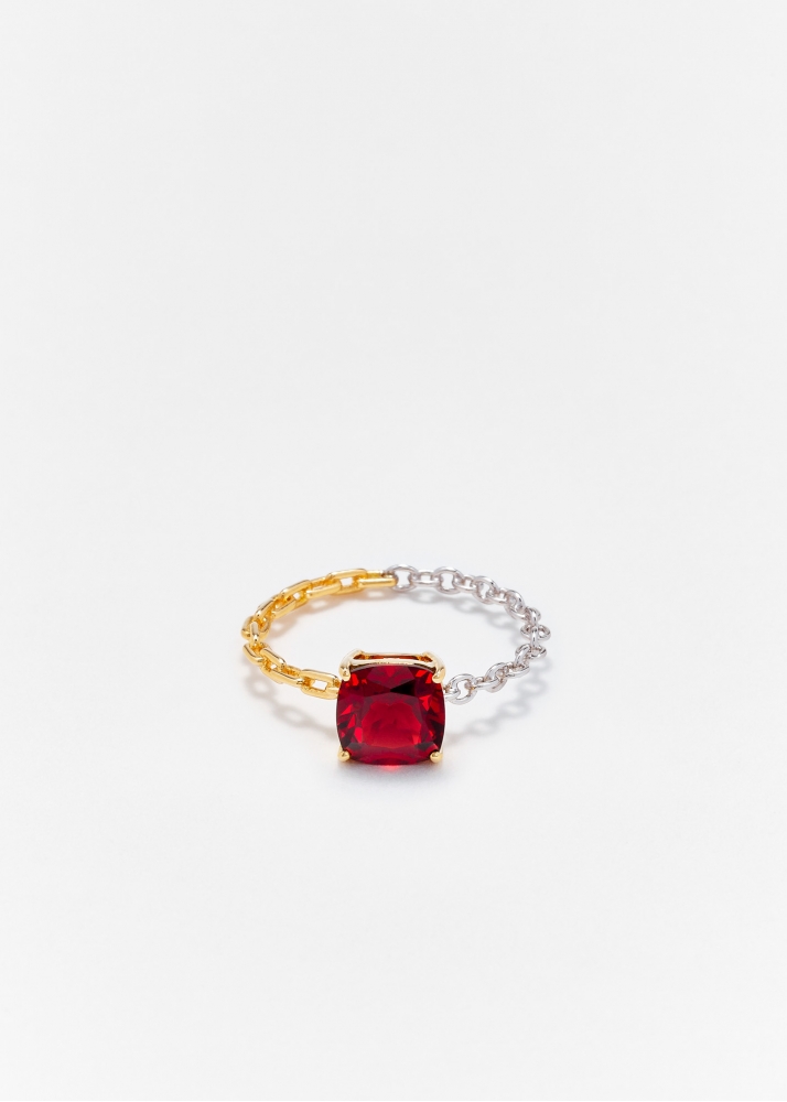 BAGUE SOLITAIRE GRENAT 2 ORS