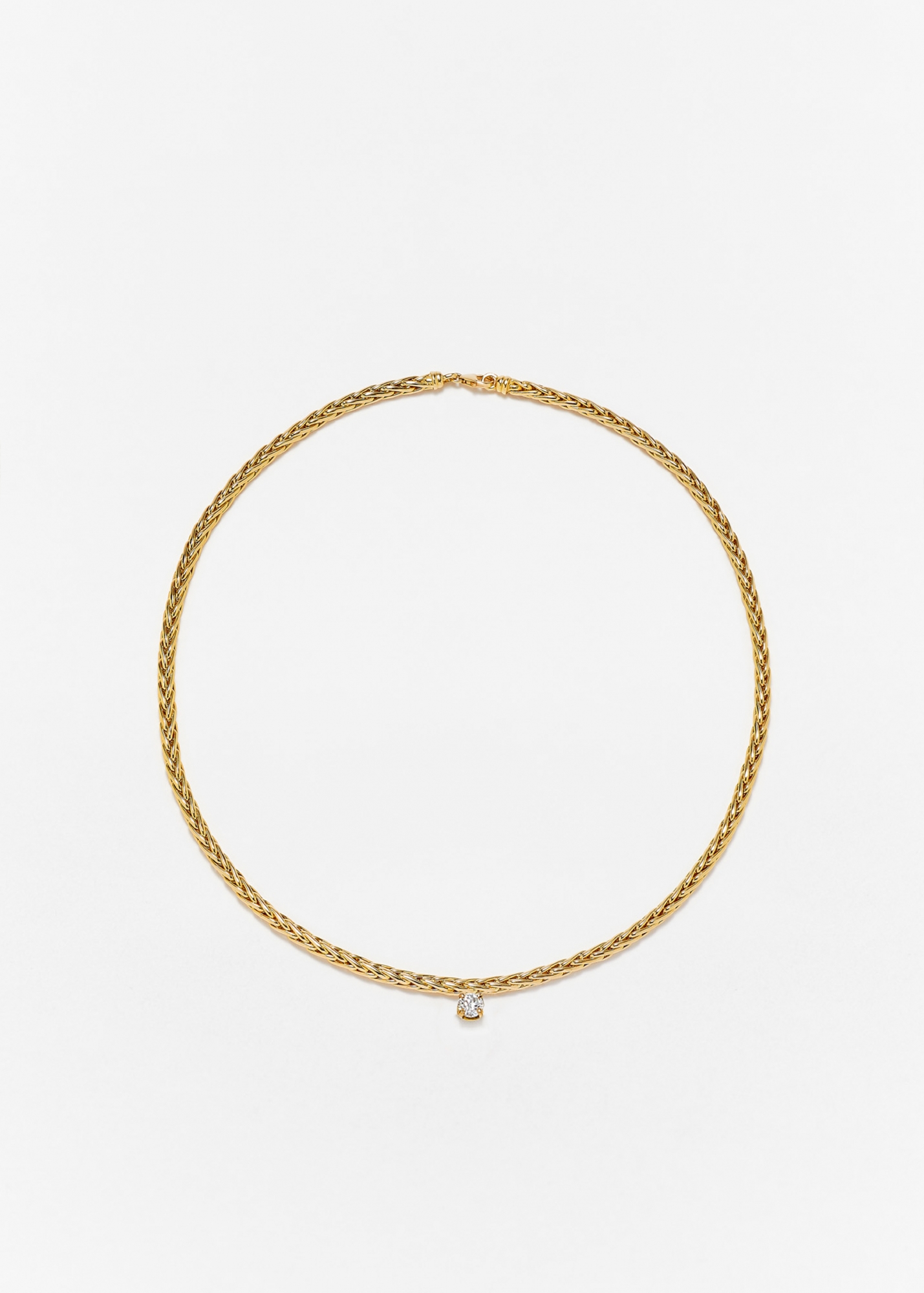 COLLIER PALMIER FLOTTANT DIAMANT ROND OR JAUNE