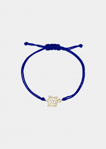 BRACELET FIL TORTUE BLEU MARINE OR JAUNE